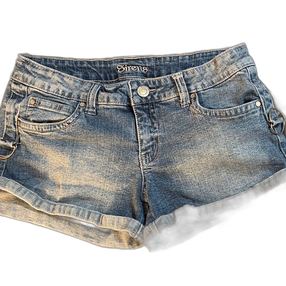 Sirens Blue Jean Shorts with Cuffed Hem and Distressed Details Size 9